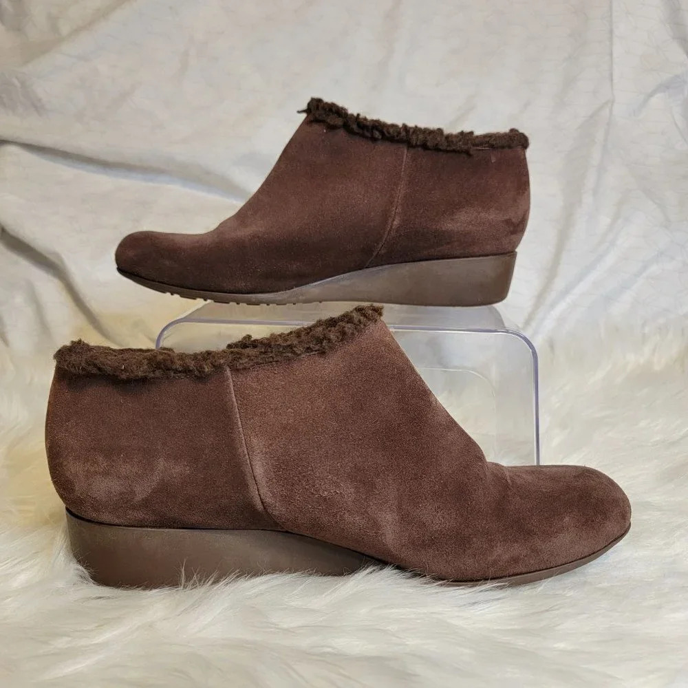 COLE Haan Callie Women's Size 10.5 B Waterproof Brown Suede Ankle Booties Shoes‎